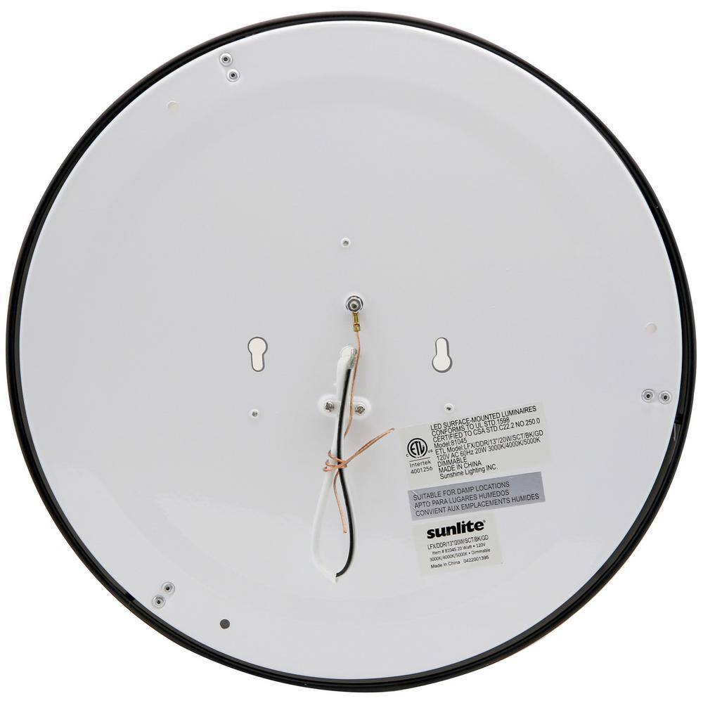 13 in. Black and Gold Flush Mount with Acrylic Shade Integrated LED, Selectable CCT - Hercitys