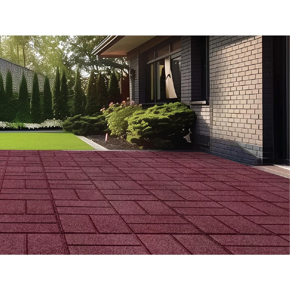 16 in. x 16 in. x 5/8 in. Red SmartLoc Rubber Paver (9-Pack) - Hercitys