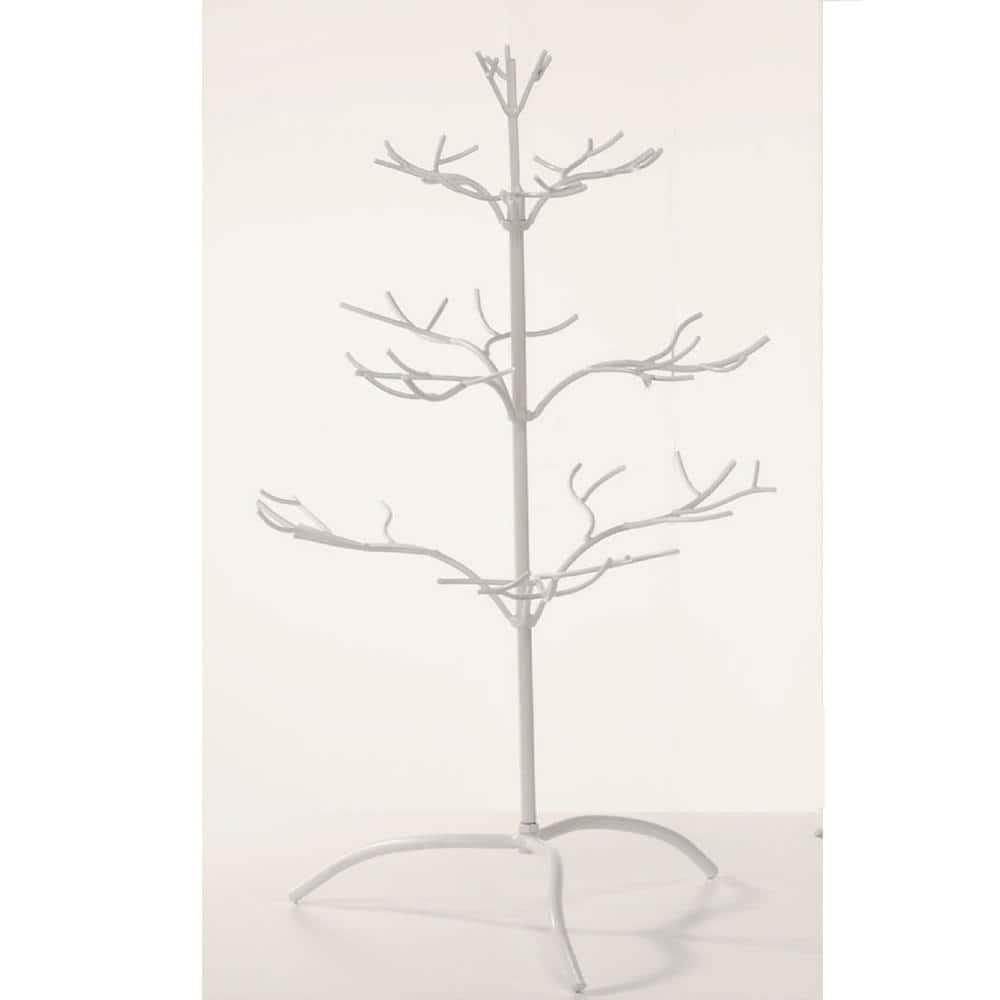 25 in. White Metal Ornament Tree with Hanging Branches - Hercitys