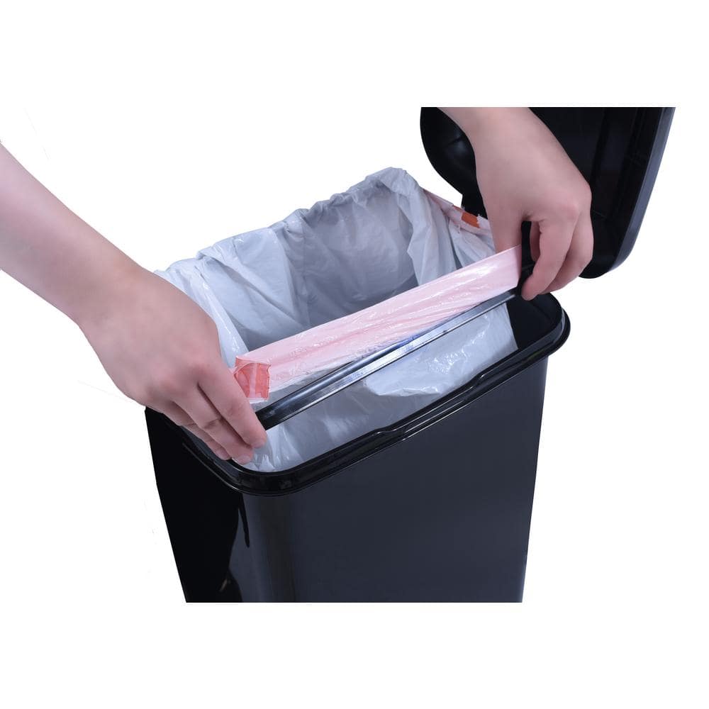 16 Gal. Black Plastic Slim Pedal Trash Can - Hercitys