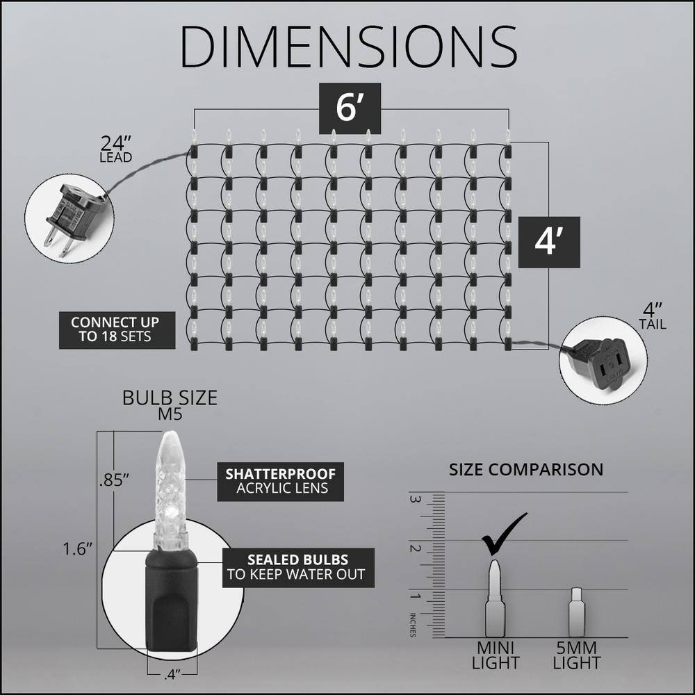 48 in. x 72 in. 100-Light M5 LED Blue Net Light Set - Hercitys