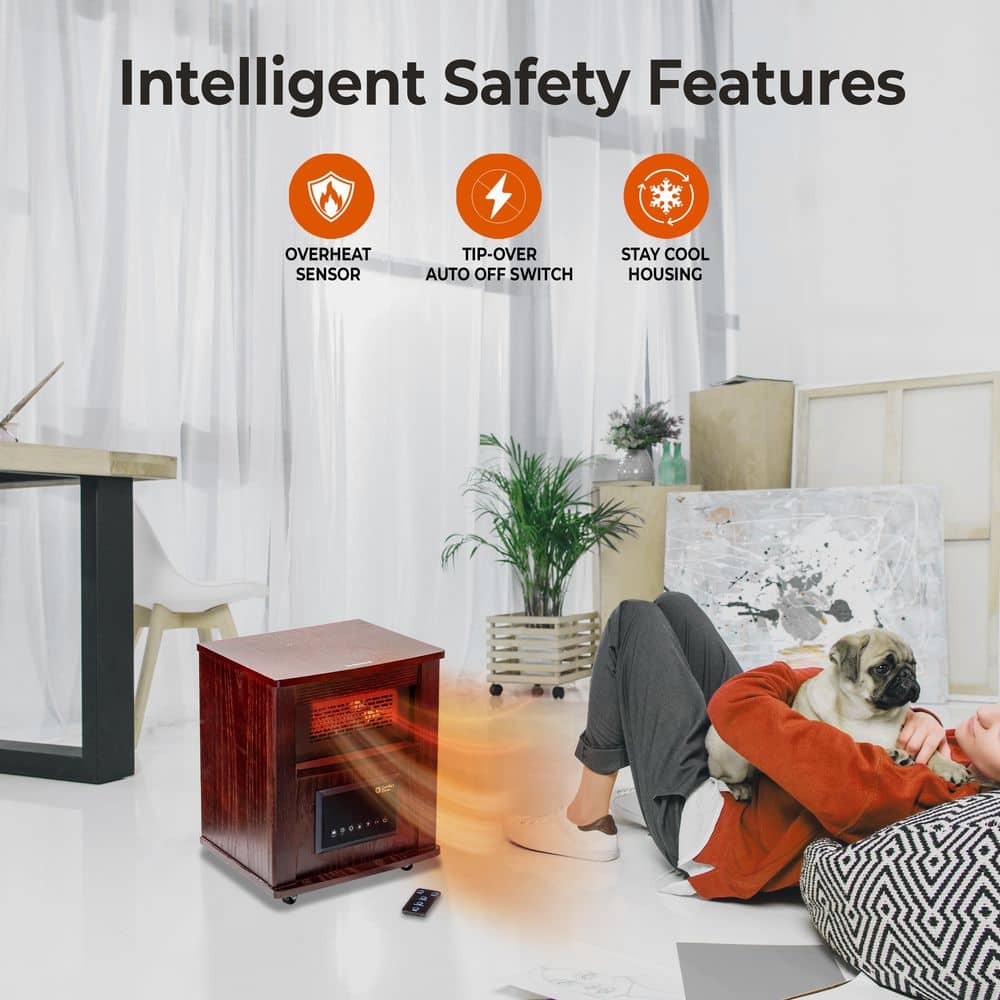 16 in. Deluxe Infrared Quartz Heater, Cherry - Hercitys