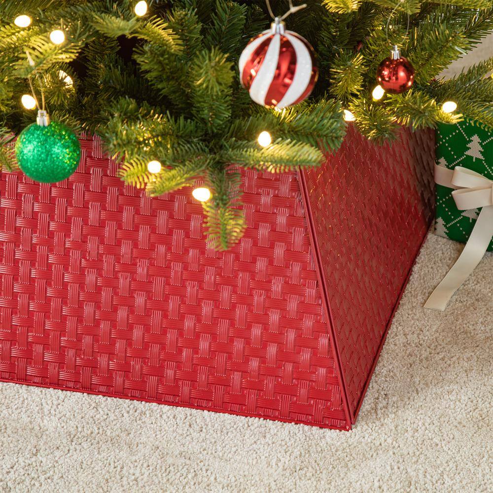 25.75 in. L Trapezoid Red Metal Weave Tree Collar - Hercitys