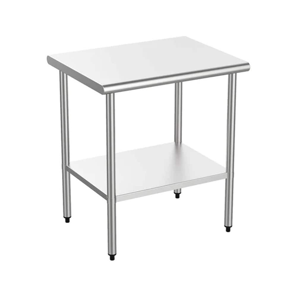 30 in. x 24 in. x 34 in. Silver Stainless Steel Commercial Kitchen Prep Table with Bottom Shelf - Hercitys