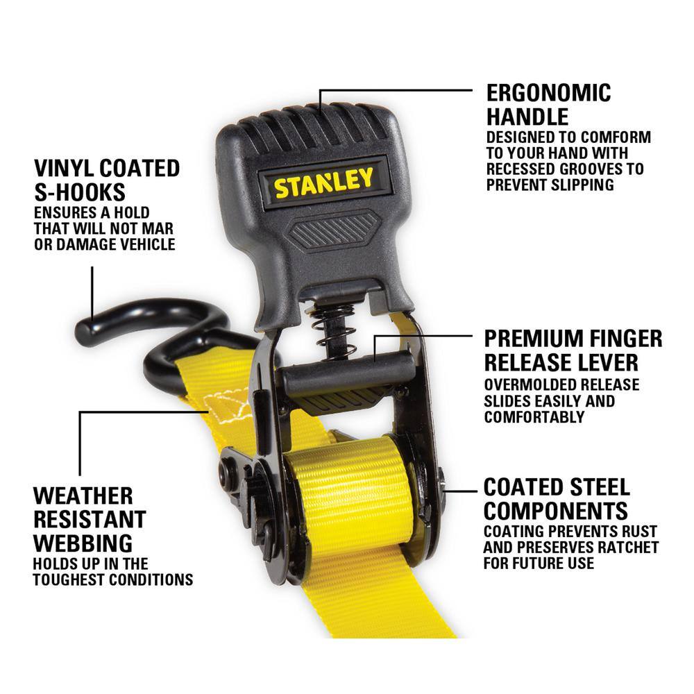 1 in. x 12 ft. / 1500 lbs. Break Strength Ratchet Straps (2-Pack) - Hercitys