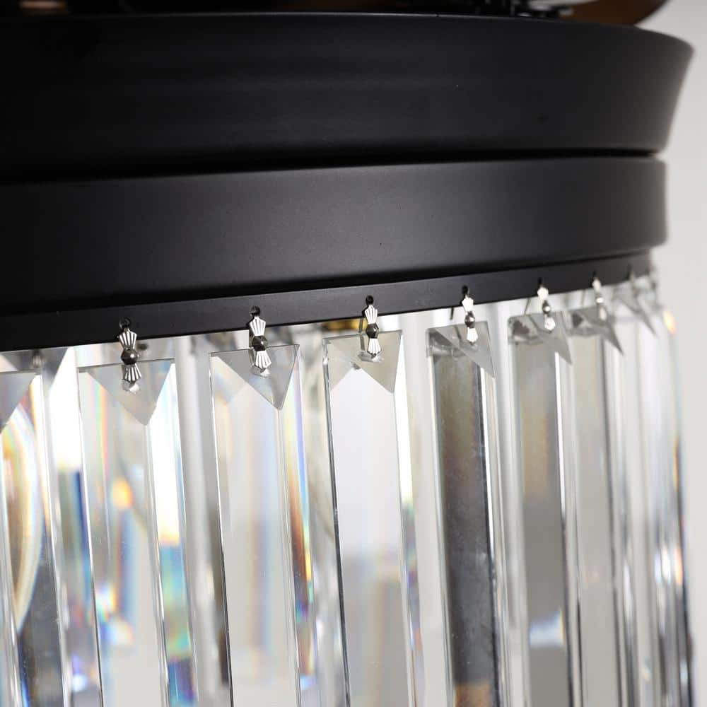 42 in. Black Crystal Retractable Ceiling Fan with Light Kit and Remote Control - Hercitys