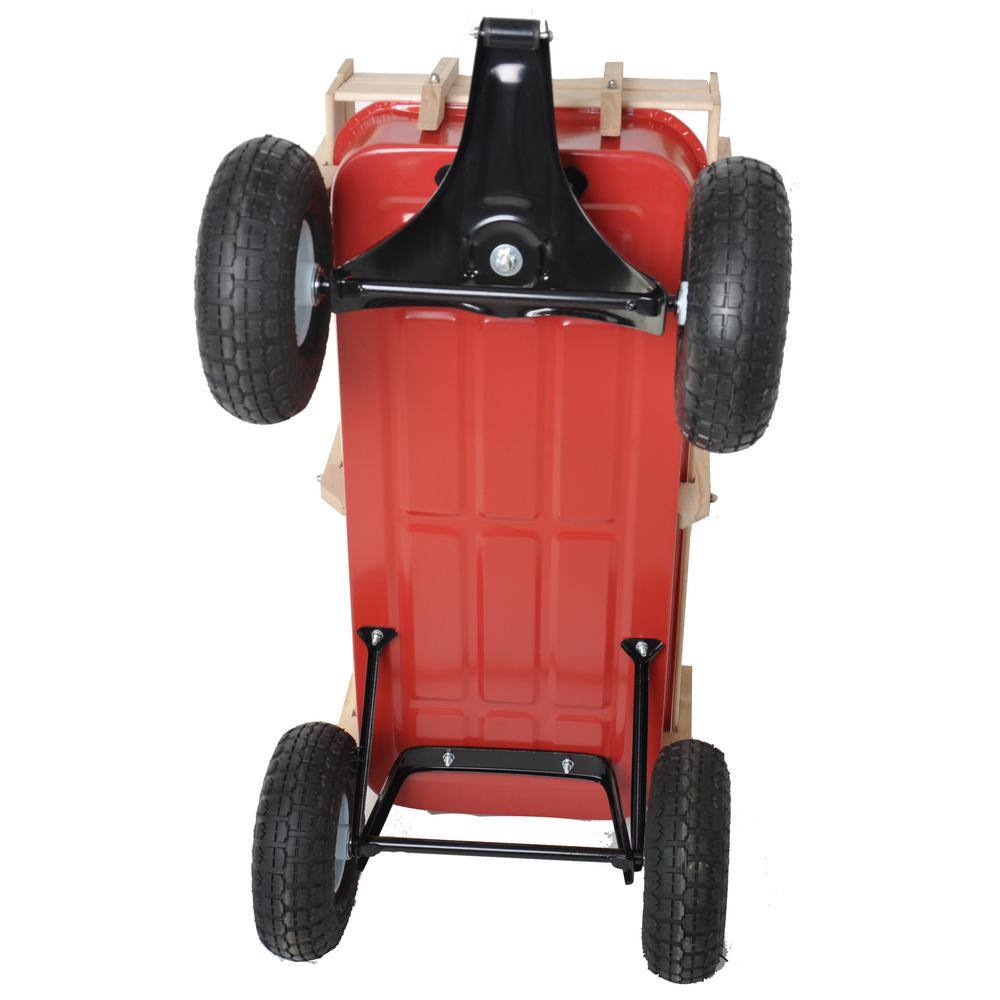 3 cu. ft. Metal Garden Cart with Drink Holder, Adjustable Handles, Red - Hercitys