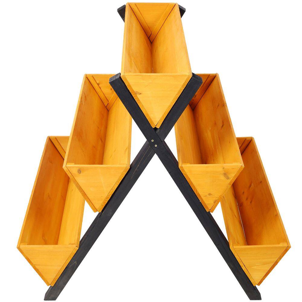 34.6 in. x 29.5 in. x 32.6 in. 3 Tiers Brown Wooden Vertical Raised Garden Bed with Legs, Planter Raised Beds Kit - Hercitys