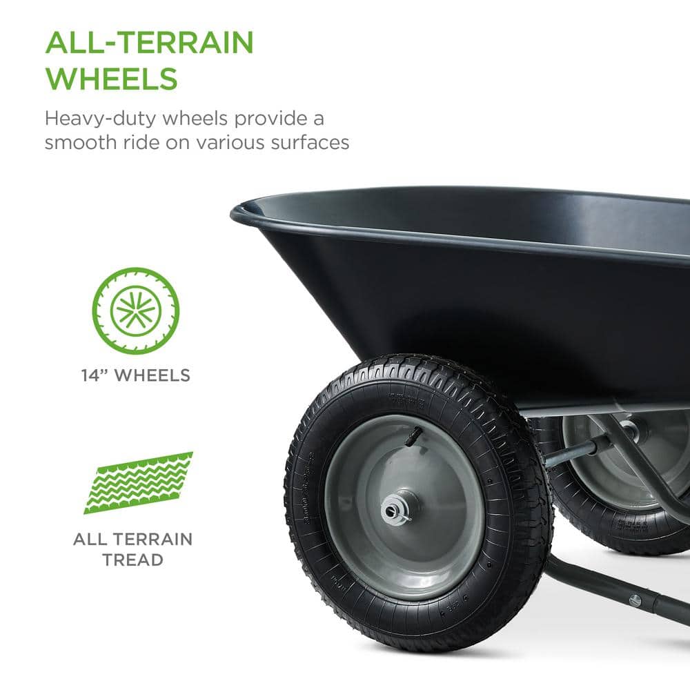 5 cu. ft. Black Plastic Wheelbarrow with Padded Handles - Hercitys