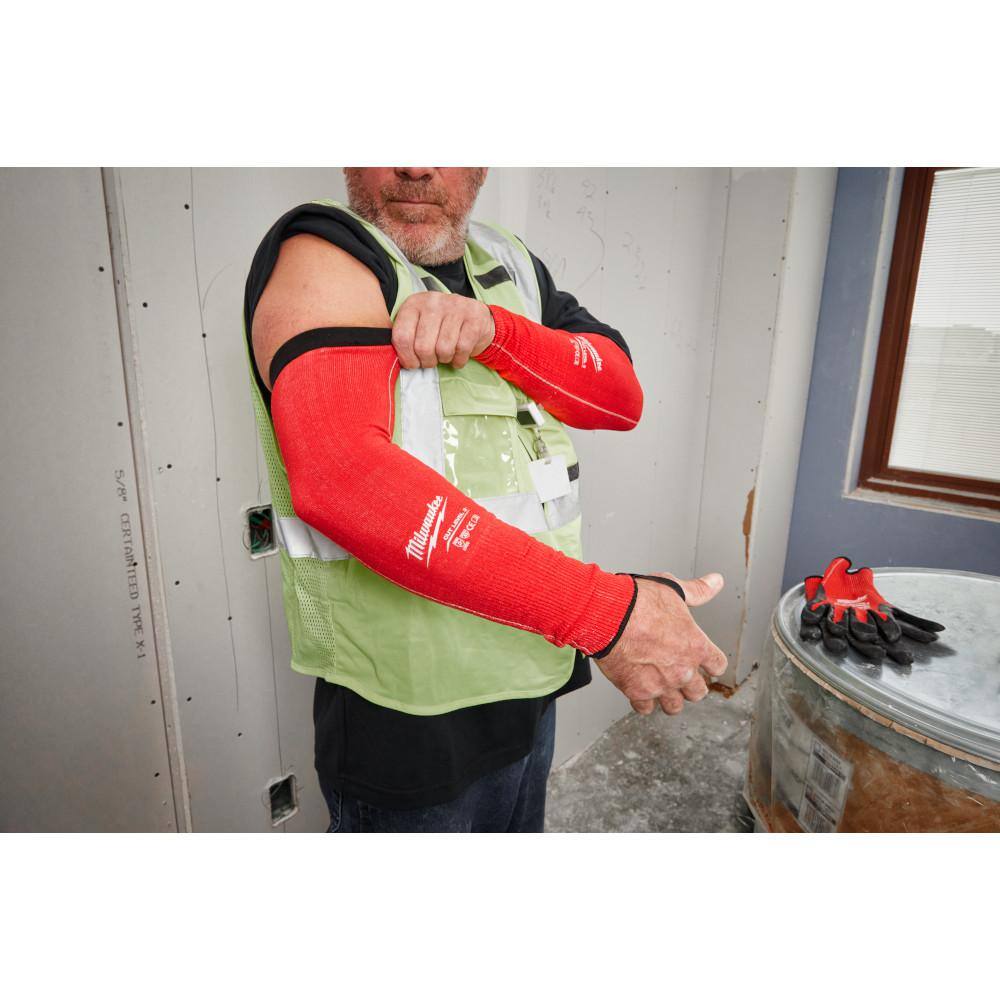 2X-Large Level 3 Cut Resistant High Dexterity Glove with 18 in. Red 4-Way Stretch Cut 3 Resistant Protective Arm Sleeves - Hercitys