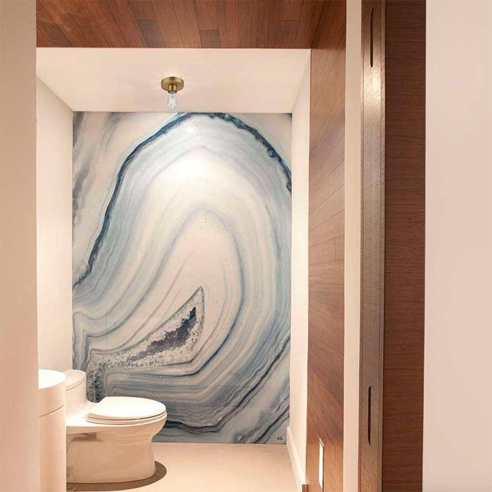 5 in. 1-Light Gold Flush Mount with No Bulbs Included - Hercitys