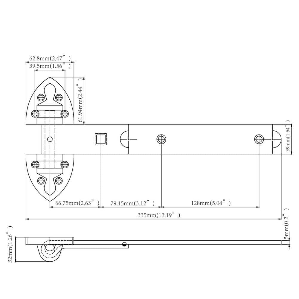 12 in. Black Extra Heavy-Duty Gate Tee Hinge - Hercitys