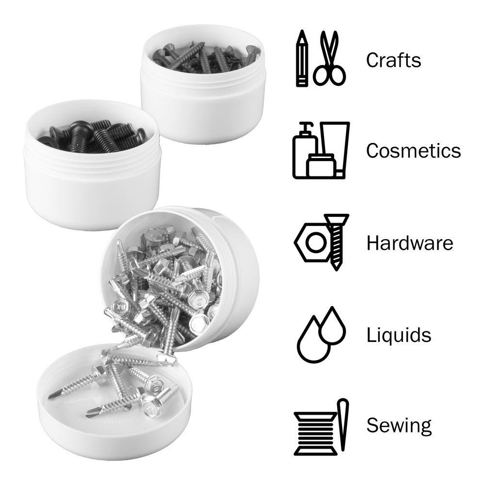 48-Pack 4 Oz White Plastic Containers with Inner and Outer Lid - Hercitys