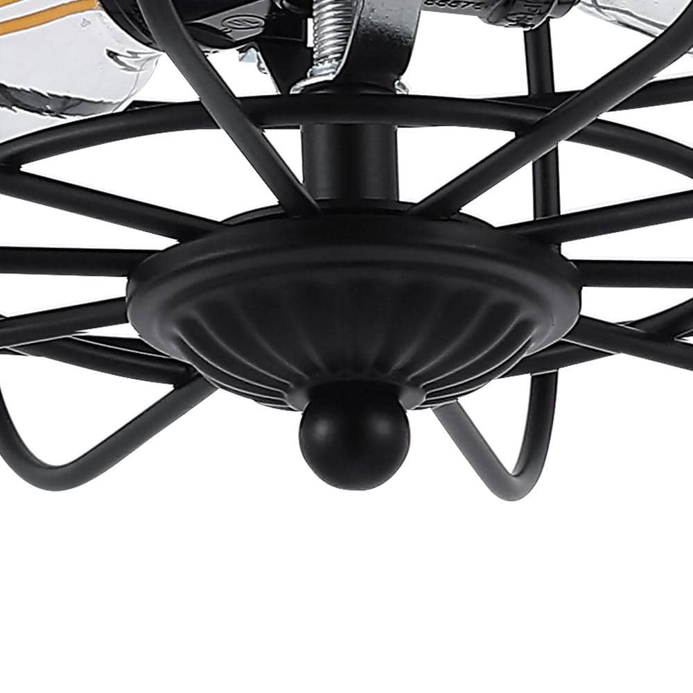 11 in. 3-Light Black Farmhouse Caged Flush Mount - Hercitys