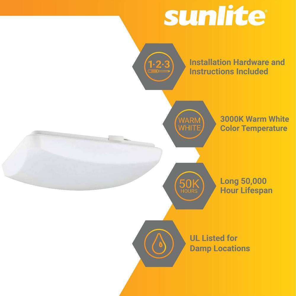 14 in. 1-Light White Dimmable Square Mushroom LED Flush Mount Light, Warm White 3000K - Hercitys