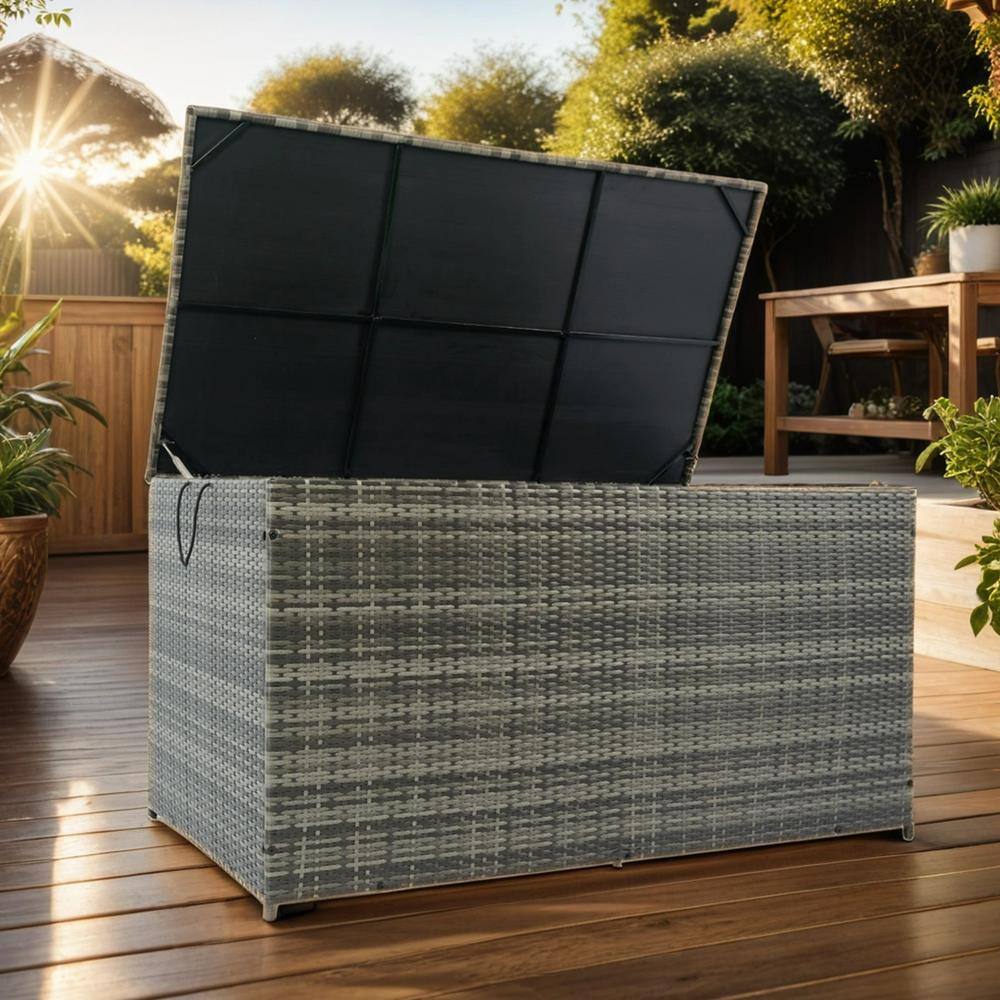 200 Gal. Outdoor Storage Wicker Patio Deck Boxes with Lid - Hercitys