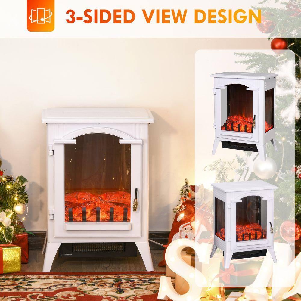 16.5 in. Freestanding Electric Fireplace Stove Electric Fireplace Heater in Cream White with Overheating Protection - Hercitys
