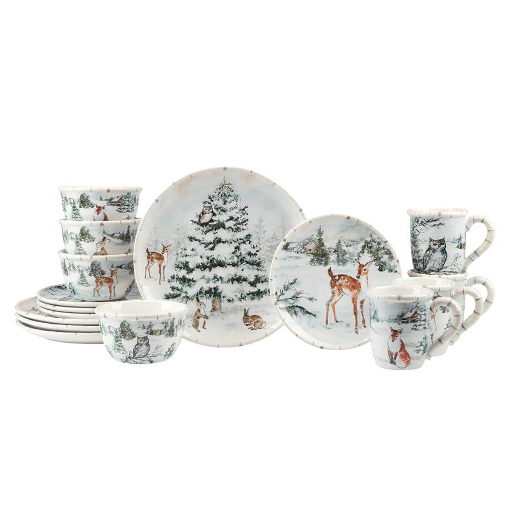 16-Piece Earthenware Winter’s Frost Dinnerware Set - Hercitys
