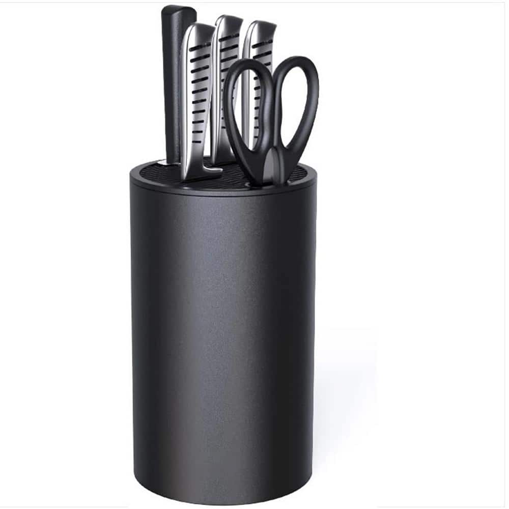 12-Knife Holder Round Plastic Universal Knife Block without Knives Unique Double-Layer, Wavy Design with Scissors Slot - Hercitys