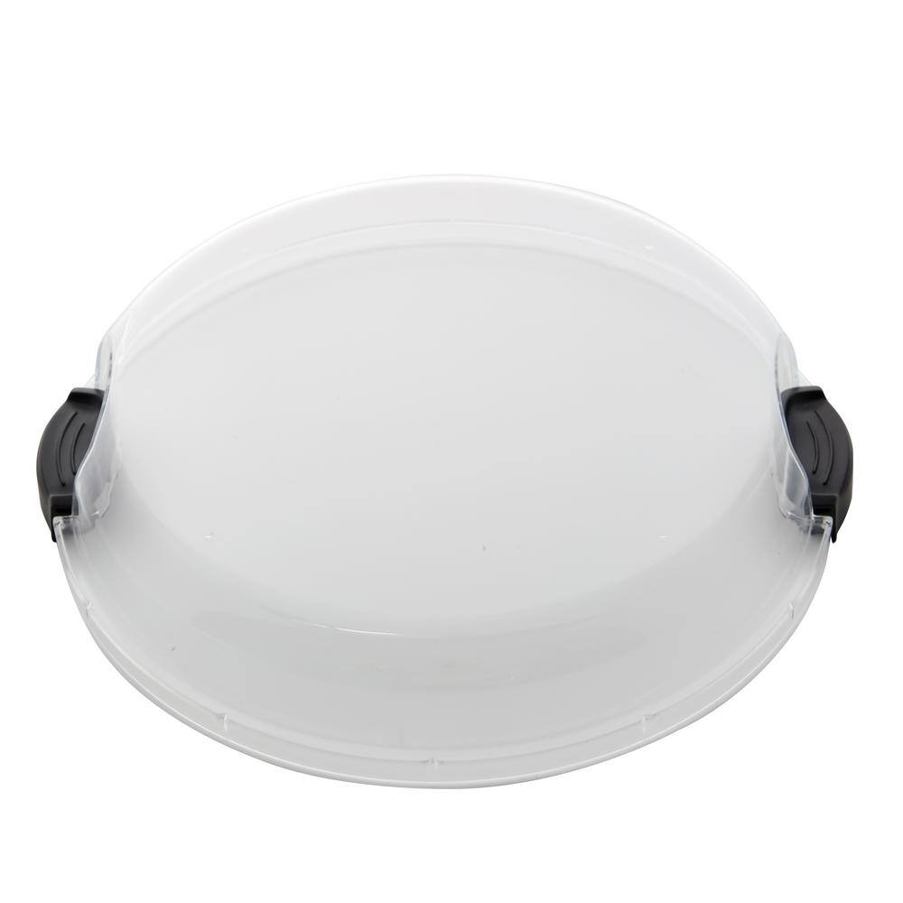 14 in. x 2.95 in. H Round Build-A-Board Acacia Cutting Board with Single Compartment and Clear Locking Lid, Black - Hercitys