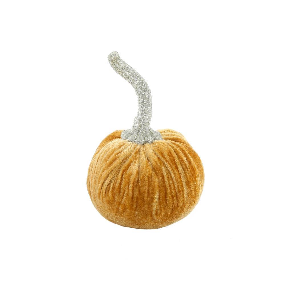 4.75 in. D x 6.5 in. H Small Gold Velvet Pumpkin - Hercitys