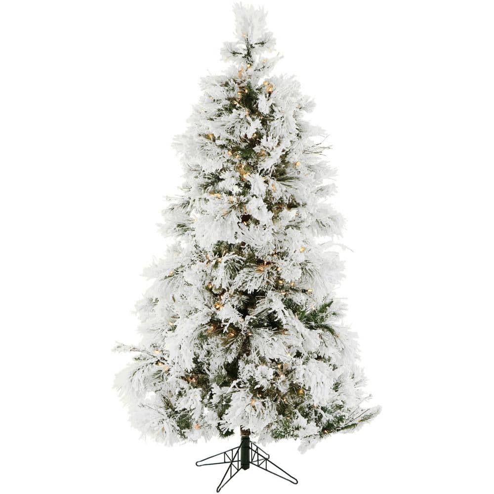 4 ft. Pre-Lit Flocked Frosted Fir Artificial Christmas Tree with Warm White LED Lights - Hercitys