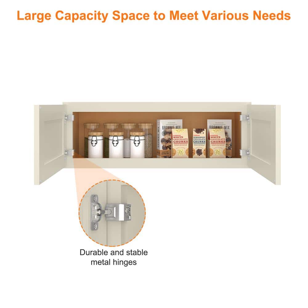 36-in W X 12-in D X 12-in H in Shaker Antique White Plywood Ready to Assemble Wall Cabinet Kitchen Cabinet - Hercitys