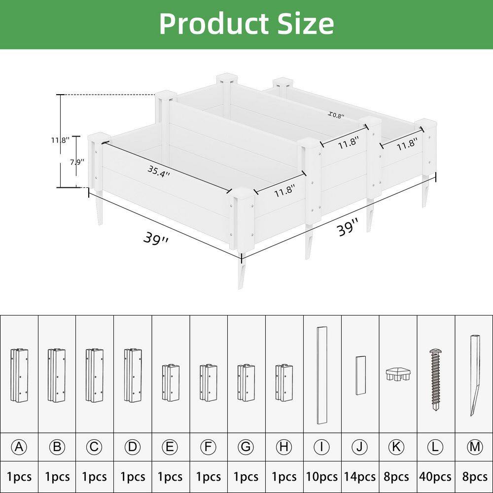 35.4 in.x 35.4 in.x 11.8 in. White Metal Modular Garden Fence Panel-Durable, Easy to Install & Soil Improvement Solution - Hercitys