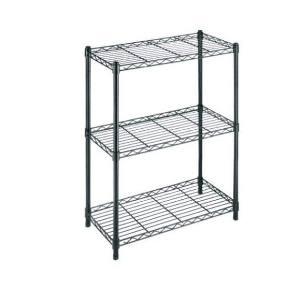3-Tier Steel Wire Shelving Unit in Black (24 in. W x 30 in. H x 14 in. D) - Hercitys