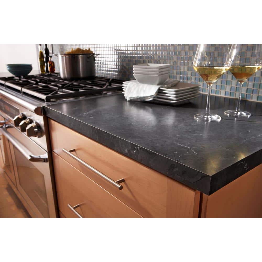 4 ft. x 8 ft. Laminate Sheet in Black Alicante with Premium Textured Gloss Finish - Hercitys