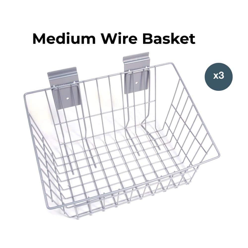 15 in. L x 11 in. W x 8 in. H Slatwall Medium Wire Basket (3-Pack) - Hercitys