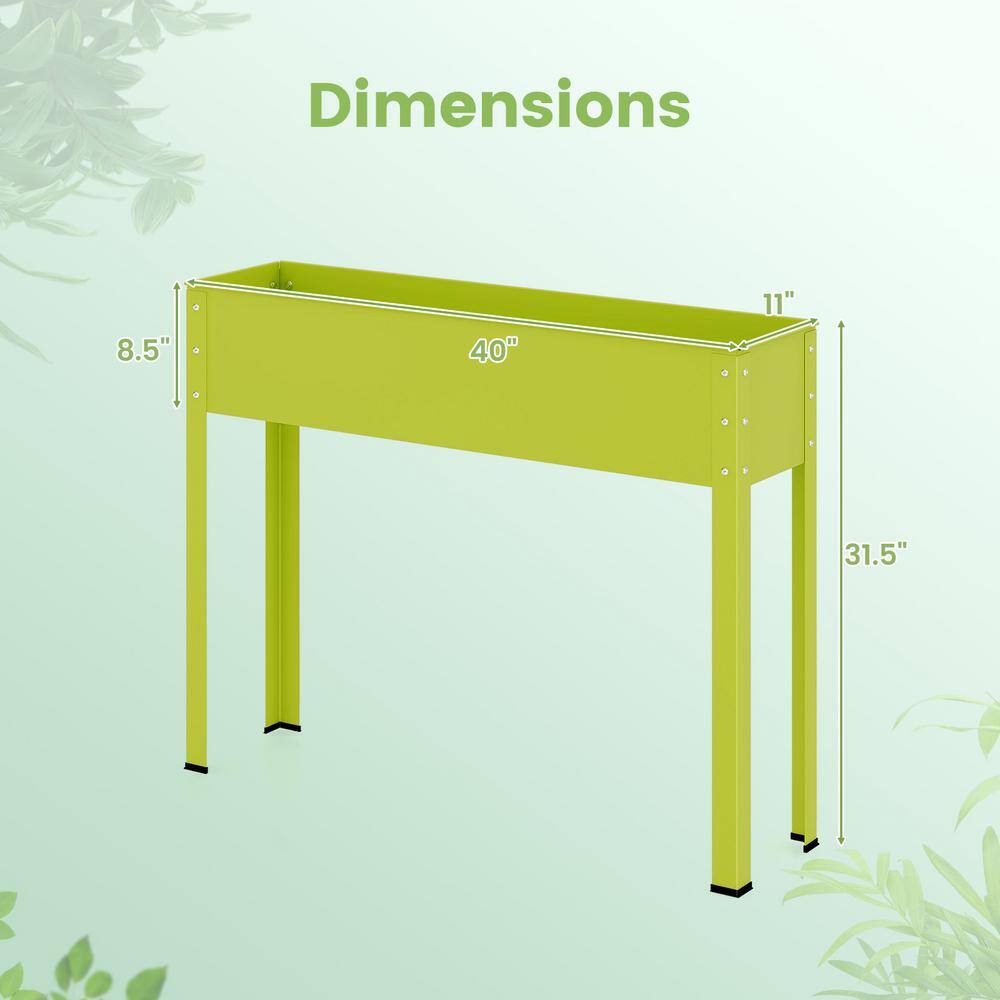 40 in. x 11 in. x 31.5 in. Green Metal Raised Garden Bed with Legs and Drainage Hole - Hercitys