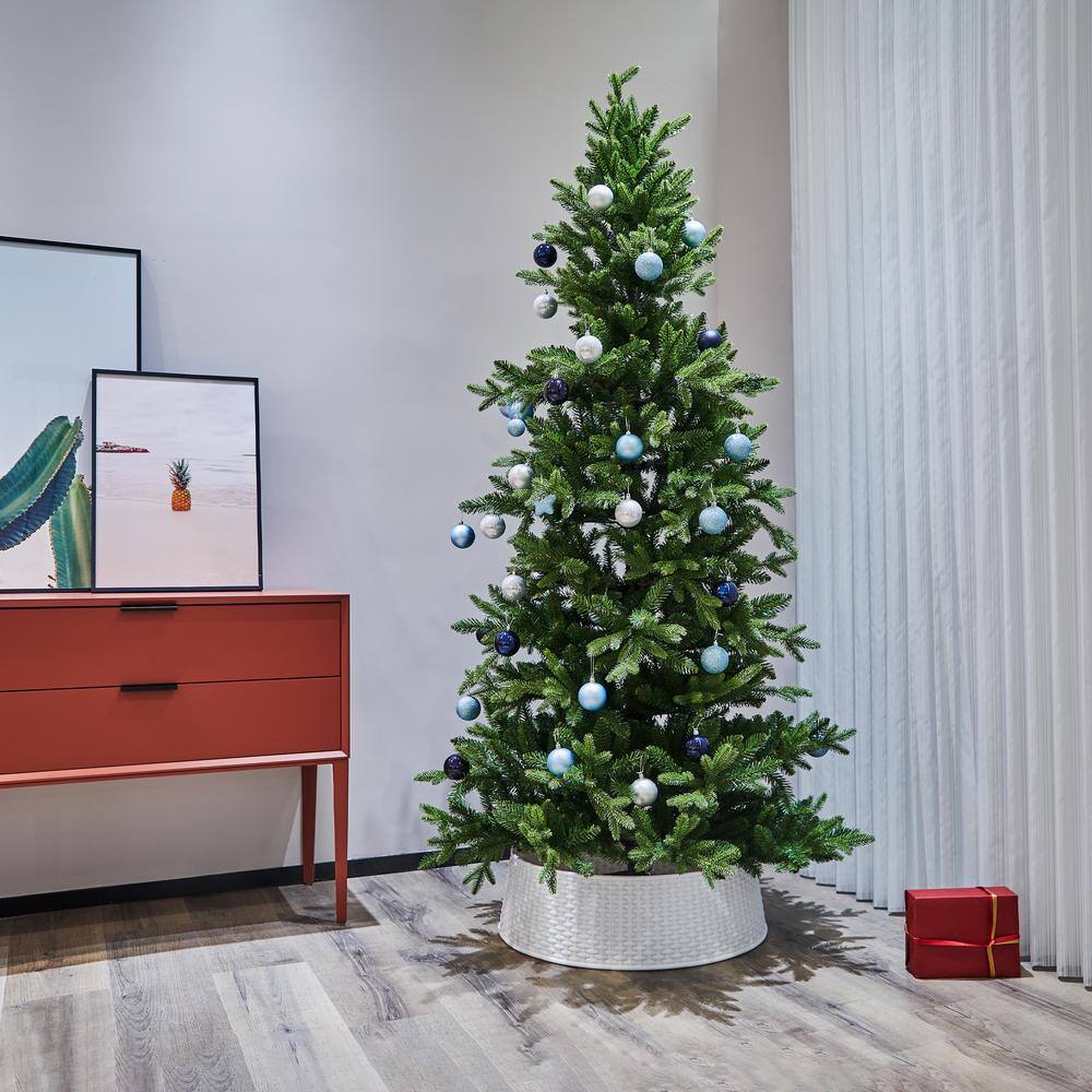 21 in. White Rattan Pattern Medium Christmas Tree Collar - Hercitys