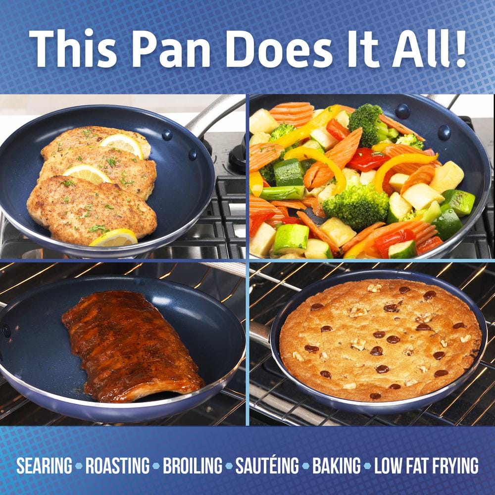 12 in. Aluminum Ceramic Nonstick Frying Pan in Blue - Hercitys