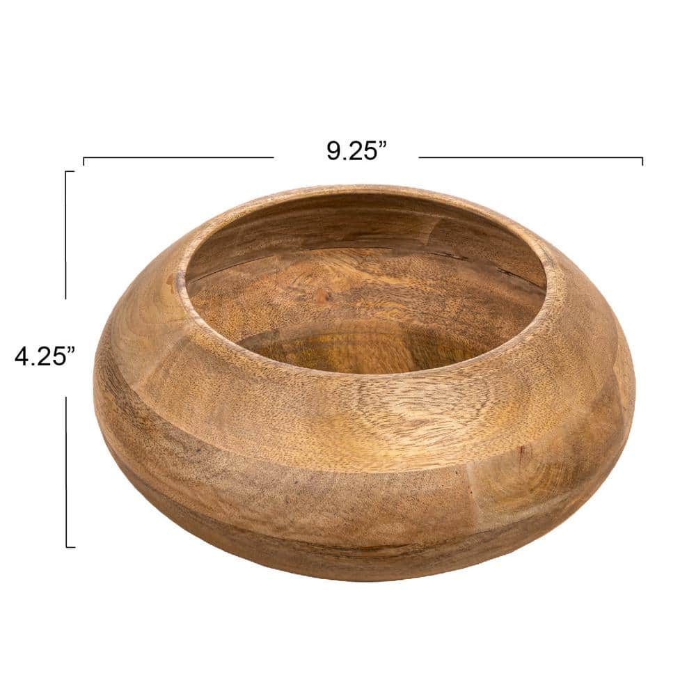 168 fl. oz. 9.25 in. Natural Brown Mango Wood Serving Bowls (Set of 1) - Hercitys