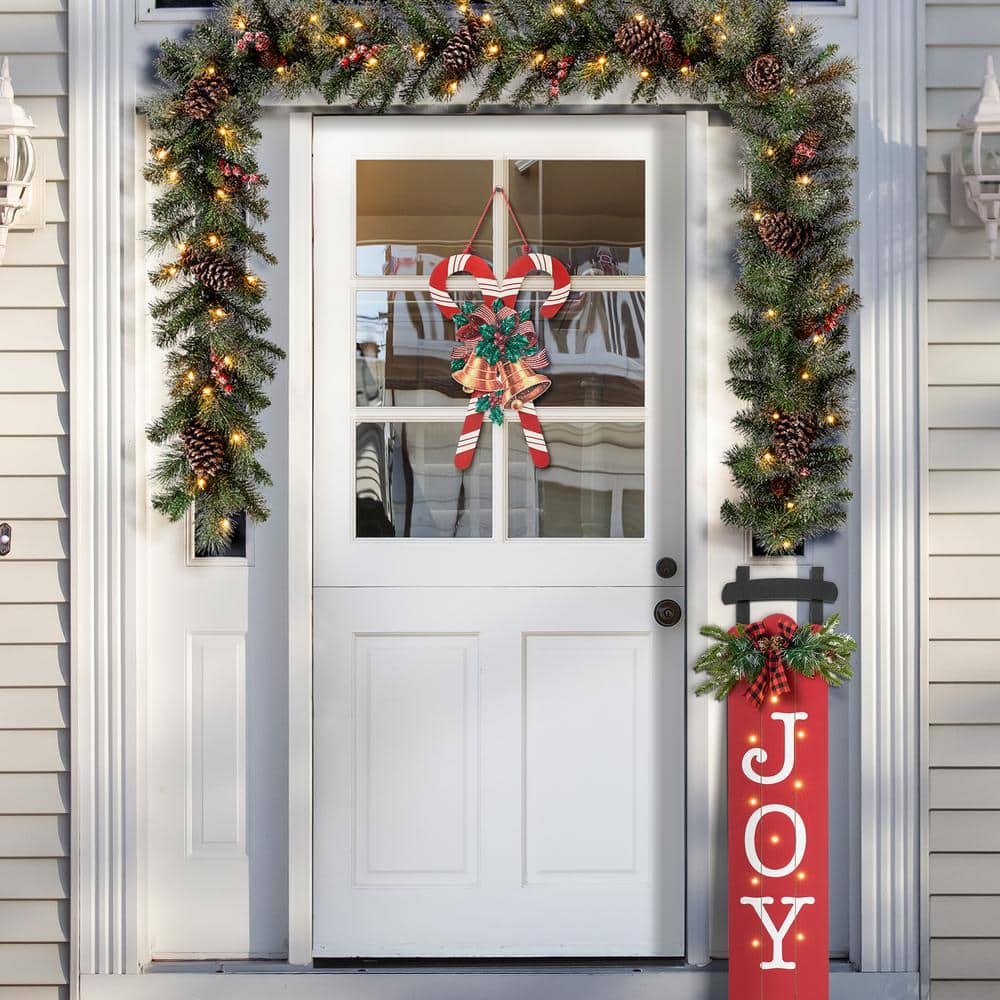 20 in. H Wooden Christmas Candy Cane Wall Decor - Hercitys