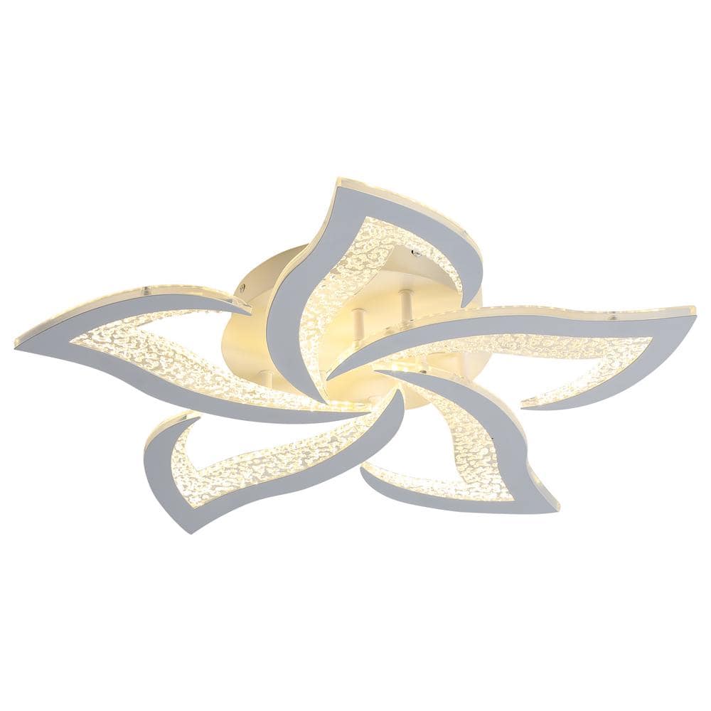 23.2 in. Selectable LED Flower Shape Design Dimmable Chandelier Flush Mount Ceiling Lights White - Hercitys