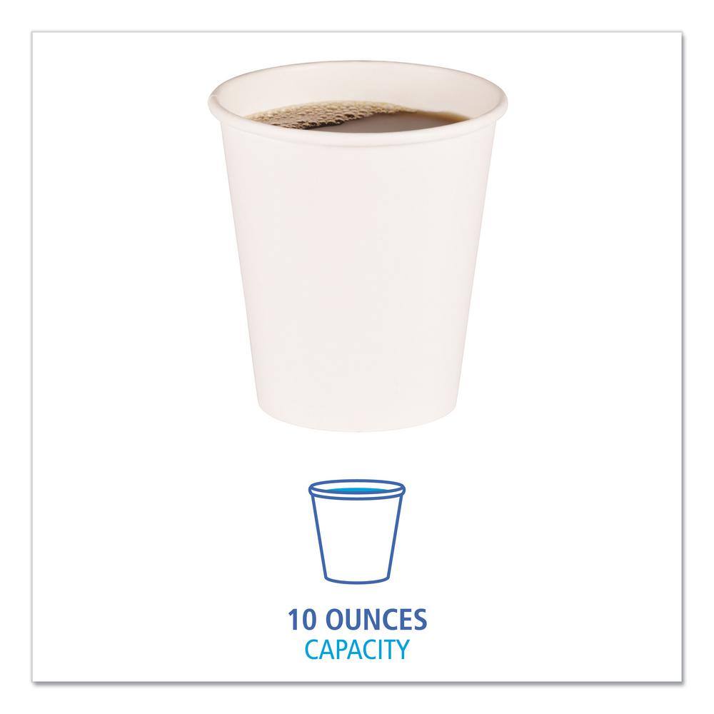 10 oz. White Disposable Paper Cups, Hot Drinks, 20 Cups / Sleeve, 50 Sleeves / Carton - Hercitys