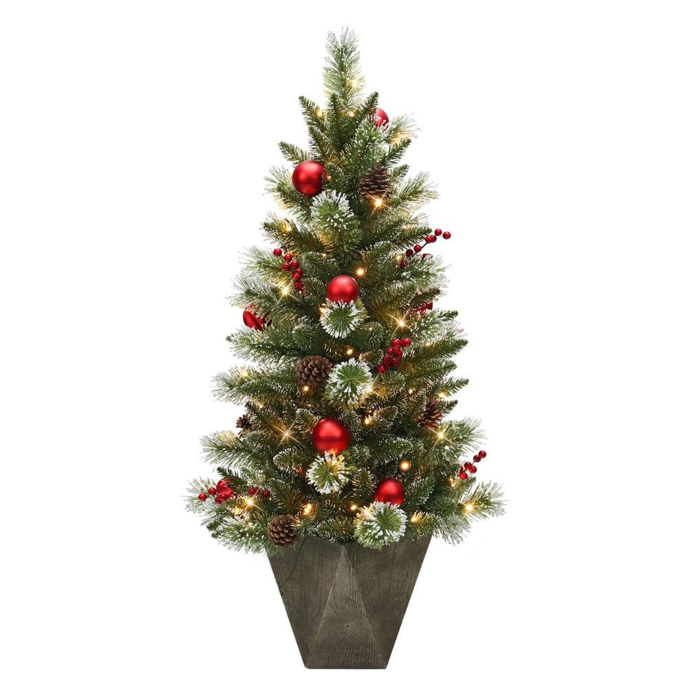 4 ft. Prelit Potted Artificial Christmas Tree - Hercitys