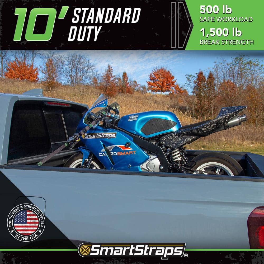 10 ft. Green Tactical Ratchet Tie Down Straps with 500 lb. Safe Work Load – 2 pack - Hercitys