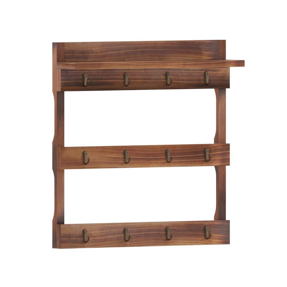 12-Hook Rustic Brown Mug Hook Rack - Hercitys