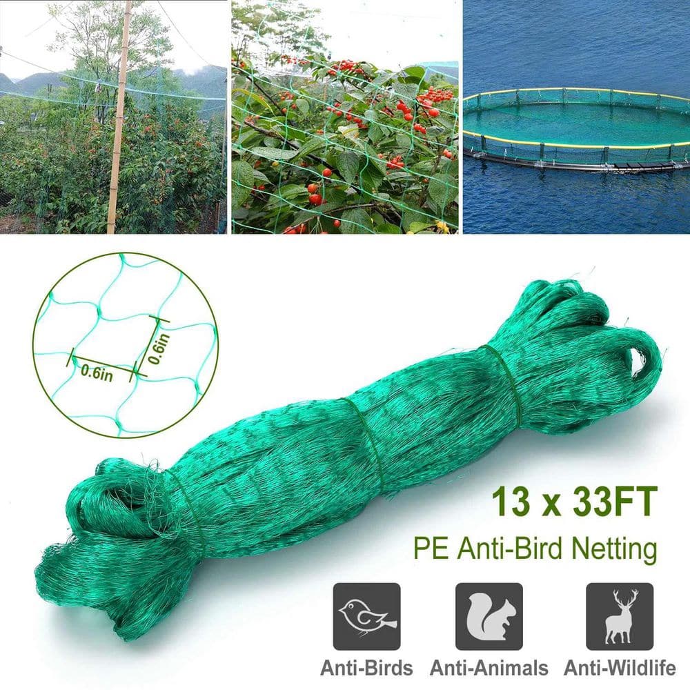 13 x 33 ft. Garden Netting Heavy Duty PE Anti Bird Netting Plants Fruits Tree Vegetables Protection Net 430sqft Coverage - Hercitys