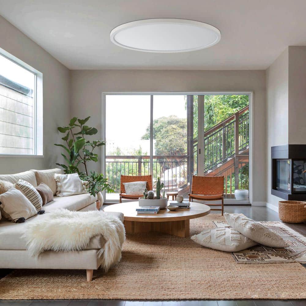 32 in. White Modern Dimmable LED Ceiling Light Flush Mount with Selectable 2700K/3000K/3500K/4000K/5000K(1-Pack) - Hercitys