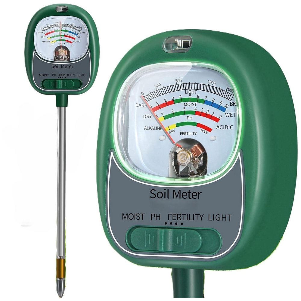 4-in-1 Soil Moisture Meter/Light/Fertility/Soil PH Meter, No Need Battery, Soil Tester for Indoor & Outdoor in Green - Hercitys