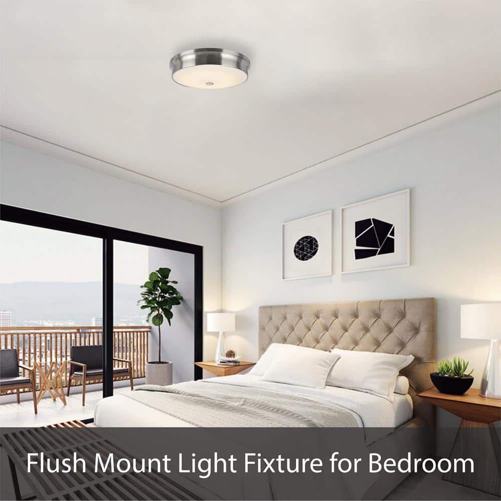 3-Light Brushed Nickel Flush Mount with Wire Shade - Hercitys