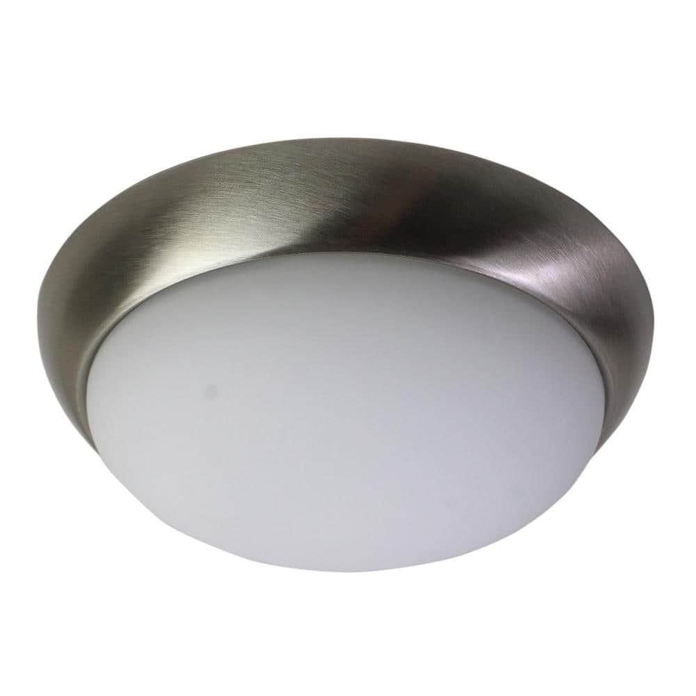 13 in. 180-Watts Transitional Brushed Nickel Integrated LED Flush Mount with Frosted Glass Shade - Hercitys