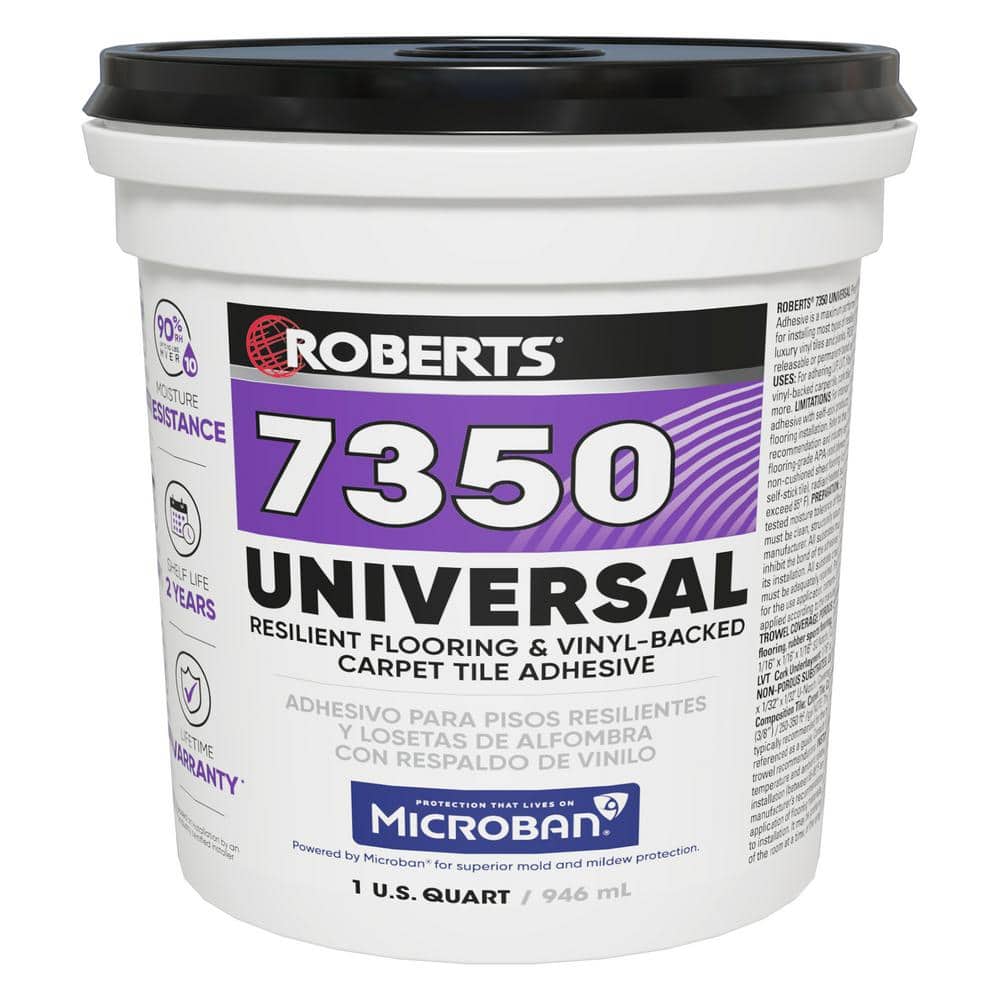 0.25 Gal. (1 qt. ) 8-10 Hour Dry Time Universal Resilient Flooring,Vinyl-Backed Carpet Tile Floor Adhesive in Off White - Hercitys