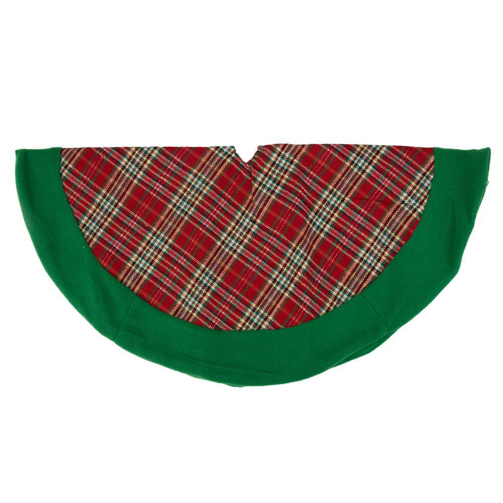 24 in. Green and Red Tartan Christmas Tree Skirt - Hercitys