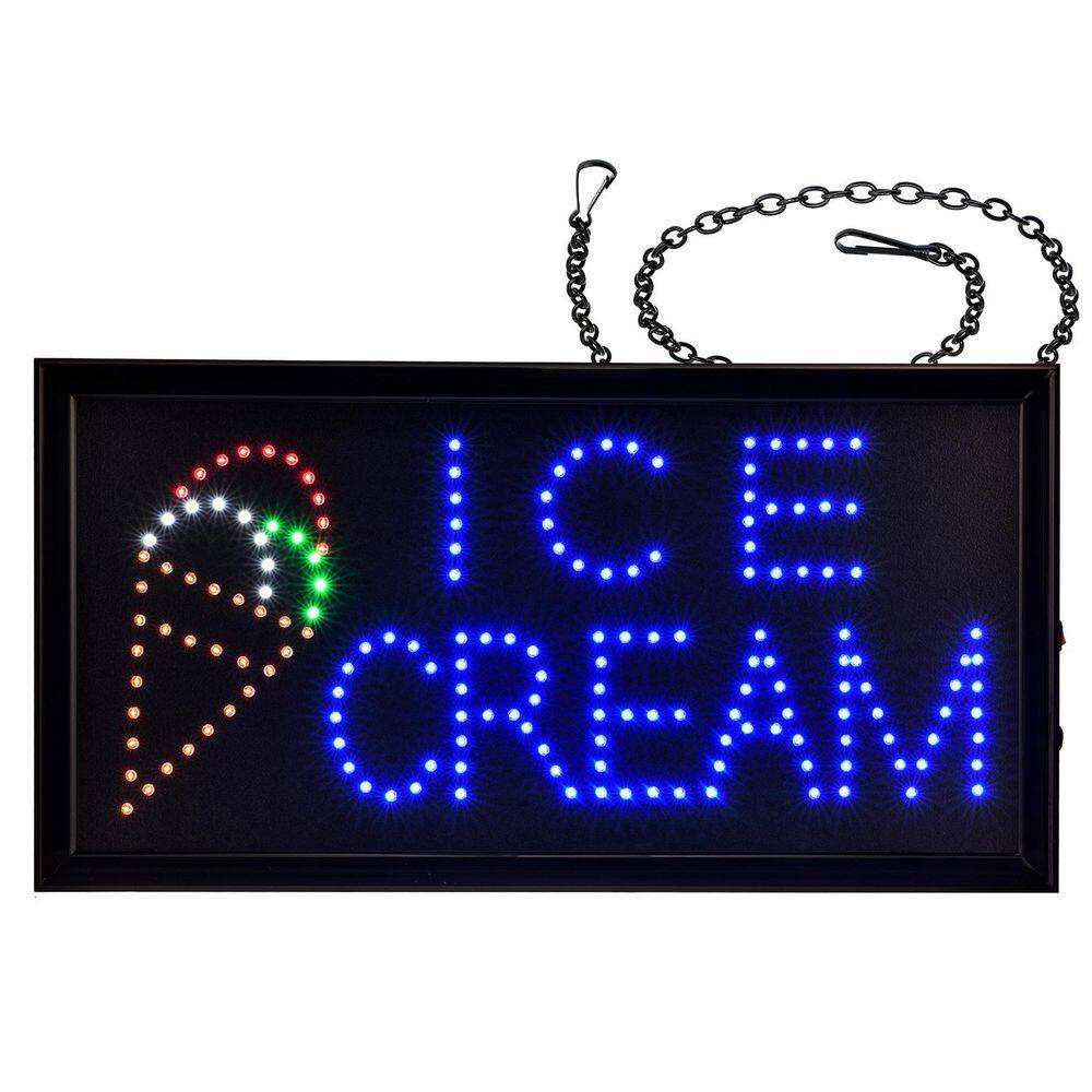 19 in. x 10 in. LED Rectangular Ice Cream Sign with 2 Display Modes - Hercitys