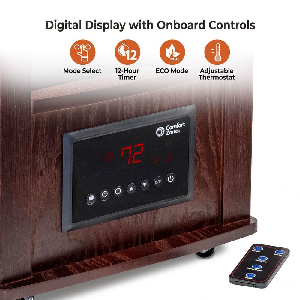 16 in. Deluxe Infrared Quartz Heater, Cherry - Hercitys